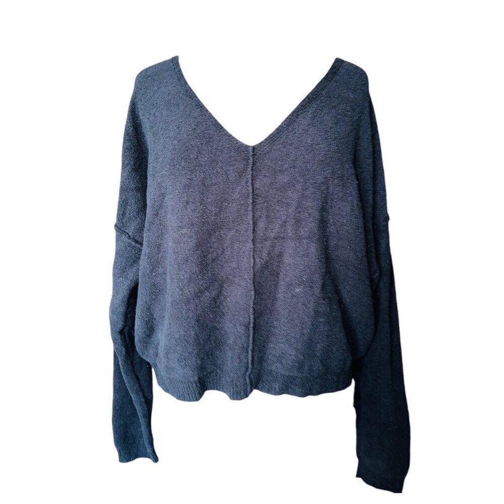FB9 Free People Womens Swester Pullover Black Gray Medium
